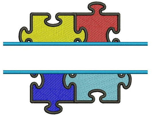 Autism Awareness Split Puzzle Machine Embroidery Digitized Design Filled Pattern - Instant Download - 4x4 , 5x7, and 6x10 -hoops
