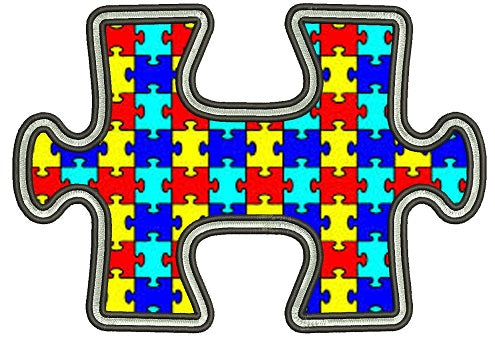 Autism Awareness Puzzle Piece Applique Machine Embroidery Design Digitized Pattern