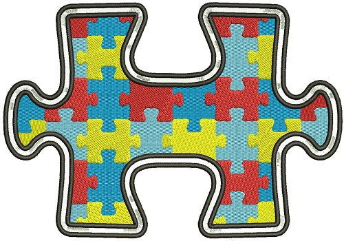 Autism Awareness Puzzle Piece Filled Machine Embroidery Design Digitized Pattern