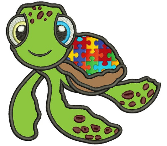 Autism Awareness Turtle Applique Machine Embroidery Design Digitized Pattern