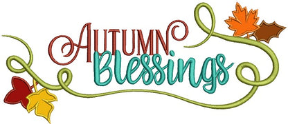 Autumn Blessings Fall Applique Machine Embroidery Design Digitized Pattern