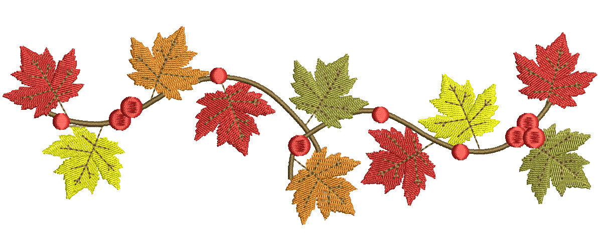Autumn Leaves Fall Filled Machine Embroidery Design Digitized Pattern