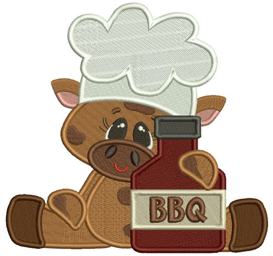 BBQ Little Chef Bull Filled Machine Embroidery Design Digitized Pattern