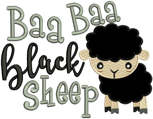 Baa Baa Black Sheep Applique Machine Embroidery Design Digitized Pattern
