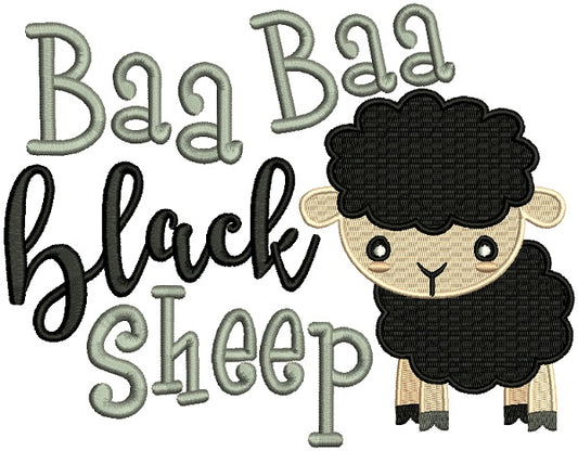 Baa Baa Black Sheep Filled Machine Embroidery Design Digitized Pattern