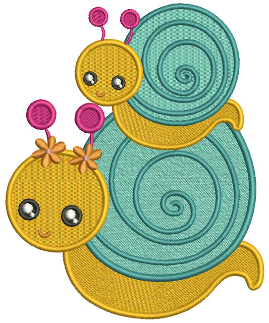 Baby And Mommy Snail Filled Machine Embroidery Design Digitized Patterny