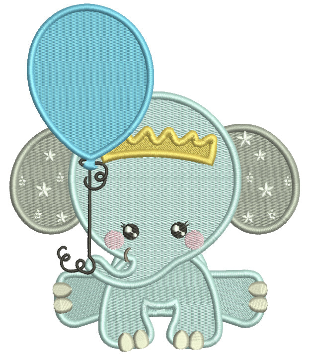 Baby Boy Elephant With a Balloons Filled Machine Embroidery Design Digitized Pattern