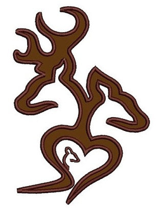Baby Browning Doe, Buck, deer with Heart digitized machine embroidery design - Instant Download -4x4 , 5x7, and 6x10 hoops