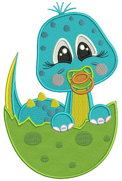 Baby Dinosaur Hatching From The Egg Filled Machine Embroidery Design Digitized Pattern