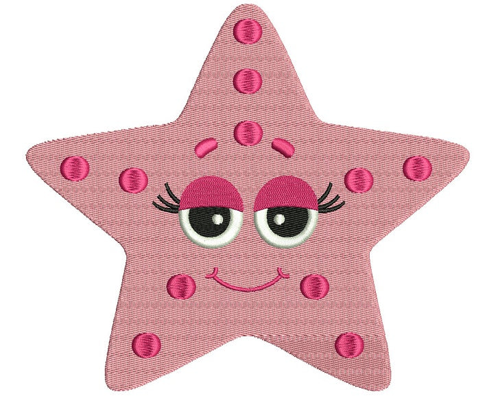 Baby Girl Starfish Filled Machine Embroidery Digitized Design Pattern