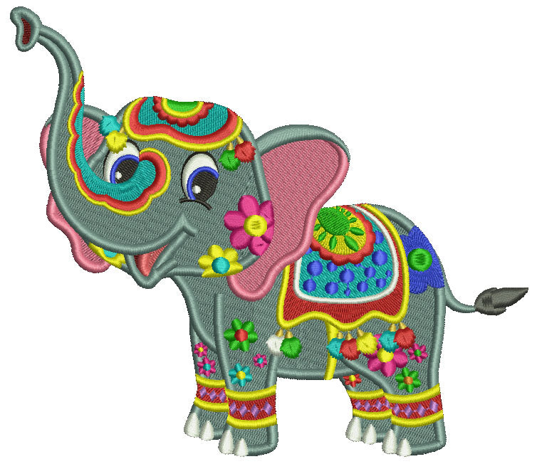 Baby Indian Elephant Filled Machine Embroidery Design Digitized Pattern