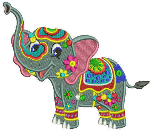 Baby Indian Elephant Filled Machine Embroidery Design Digitized Pattern