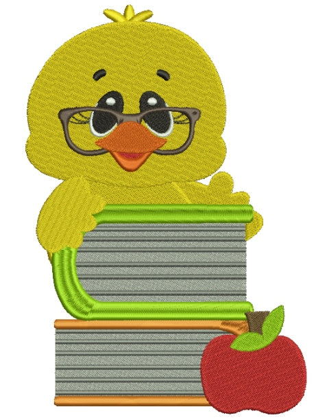 Baby Student Chick With Books School Filled Machine Embroidery Digitized Design Pattern