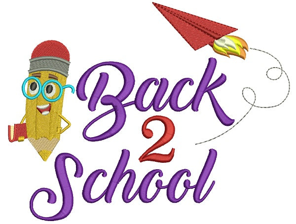 Back 2 School School Little Pencil With Books Filled Machine Embroidery Design Digitized Pattern