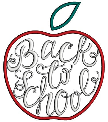 Back To School Apple Applique Machine Embroidery Design Digitized Pattern
