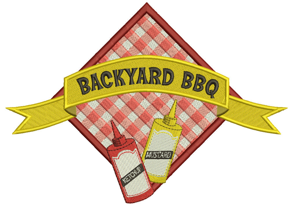 Backyard BBQ Food Filled Machine Embroidery Digitized Design Pattern