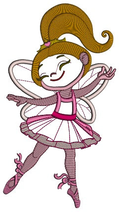 Ballerina wearing butterfly wings Applique Machine Embroidery Design Digitized Pattern