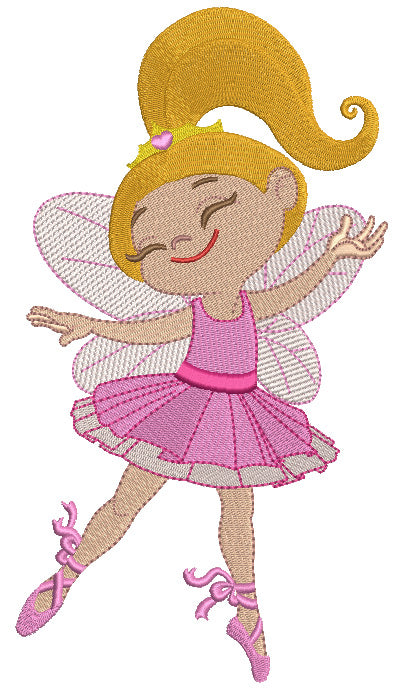 Ballerina wearing butterfly wings Filled Machine Embroidery Design Digitized Pattern