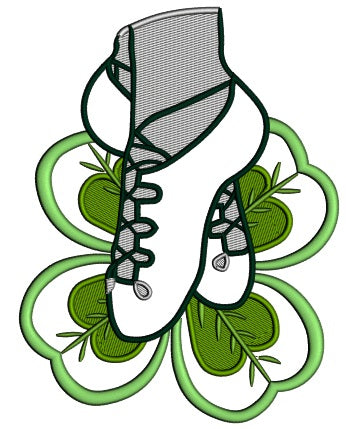 Ballet Shoes Shamrock St. Patrick's Day Applique Machine Embroidery Design Digitized Pattern