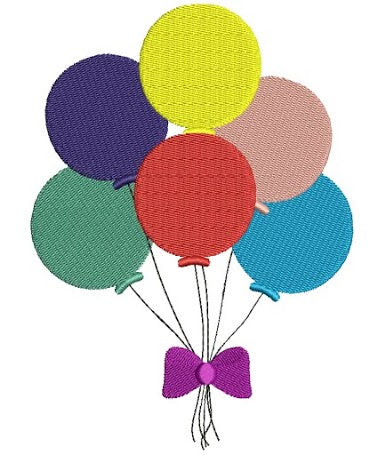 Balloons with bow Filled Machine Embroidery Design Digitized Pattern