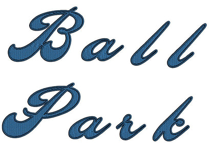 Ballpark Filled Script Machine Embroidery Font Upper and Lower Case 1 2 3 inches