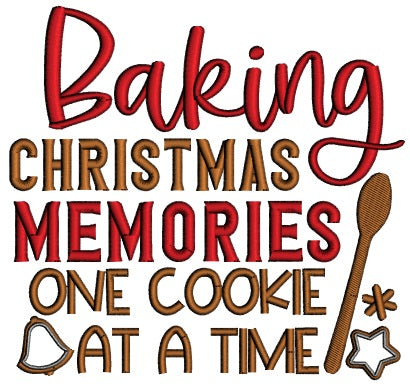 Barking Christmas Memories One Cookie At a Time Applique Machine Embroidery Design Digitized Pattern