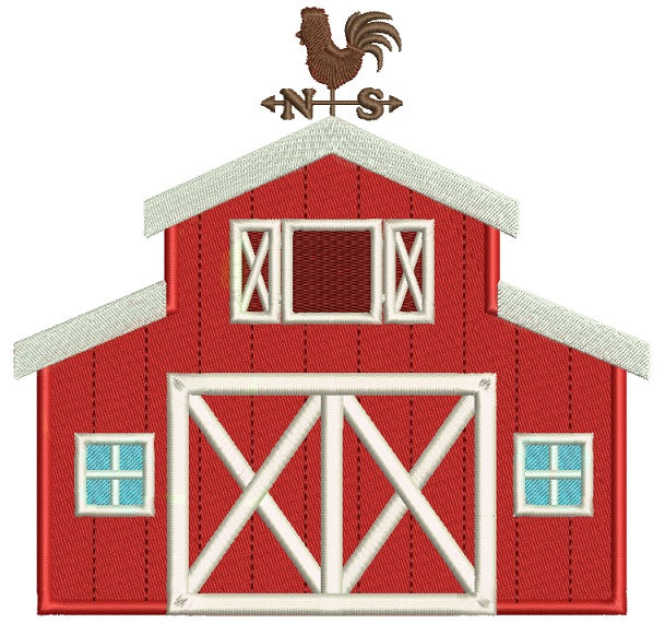 Barn Farm Filled Machine Embroidery Digitized Design Pattern