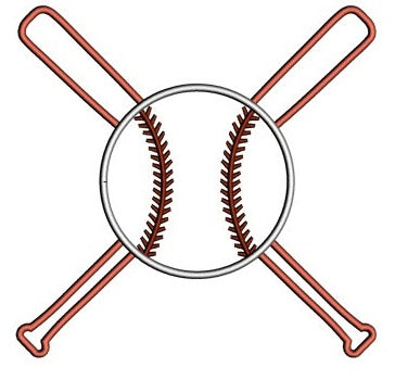 Baseball Bats Crossed in the middle Applique with a baseball Design Machine Embroidery Digitized Pattern - Instant Download - 4x4 , 5x7,6x10