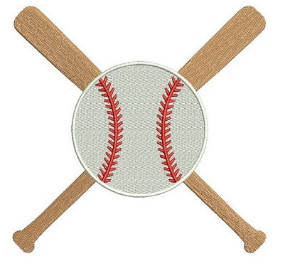 Baseball Bats Crossed in the middle with a baseball Design Machine Embroidery Digitized Filled Pattern - Instant Download - 4x4 , 5x7, 6x10