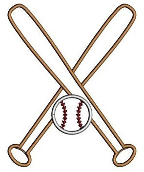 Baseball Bats Crossed with a baseball Design Machine Embroidery Digitized Applique Pattern - Instant Download - 4x4 , 5x7, 6x10