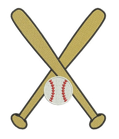 Baseball Bats Crossed with a baseball Design Machine Embroidery Digitized Filled Pattern - Instant Download - 4x4 , 5x7, 6x10