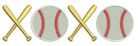 Baseball Bats and ball XOXO Machine Embroidery Digitized Design Filled Pattern - Instant Download - 4x4 , 5x7, 6x10
