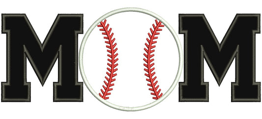 Baseball Mom Sports Applique Machine Embroidery Digitized Design Pattern