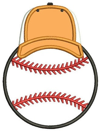 Baseball with a Hat Applique Machine Embroidery Digitized Design Pattern - Instant Download - 4x4 , 5x7, and 6x10 -hoops