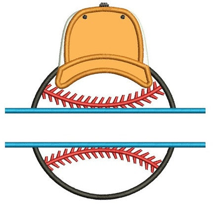 Baseball with a Hat Split Applique Machine Embroidery Digitized Design Pattern - Instant Download - 4x4 , 5x7, and 6x10 -hoops