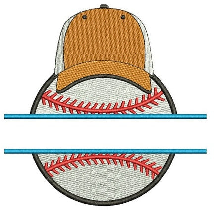 Baseball with a Hat Split Filled Machine Embroidery Digitized Design Pattern