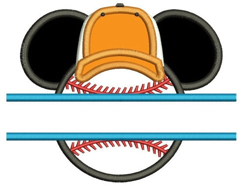 Baseball with what looks like Minnie Mouse Ears Split Applique Machine Embroidery Digitized Pattern- Instant Download - 4x4 ,5x7,6x10 -hoops