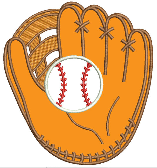 Baseball Mitt (Glove) with a ball Applique Machine Embroidery Digitized Design Pattern