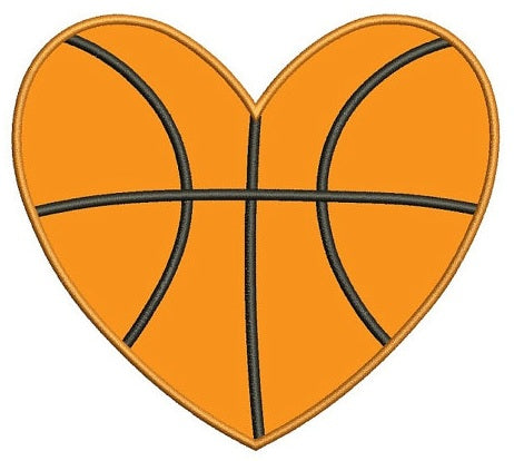 Basketball Heart Applique Machine Embroidery Digitized Design Pattern - Instant Download - 4x4 , 5x7, 6x10