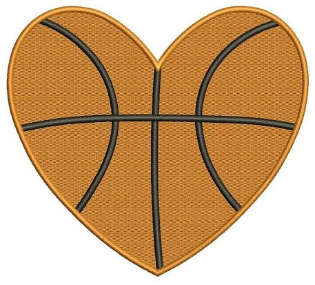 Basketball Heart Machine Embroidery Digitized Filled Design Pattern - Instant Download - 4x4 , 5x7, 6x10