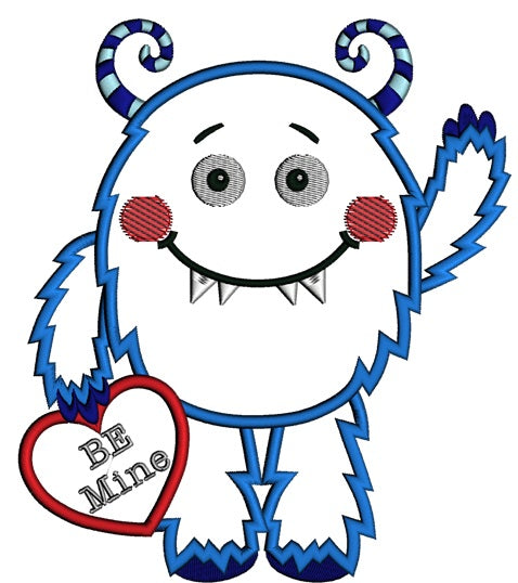 Be Mine Smiling Cute Little Monster Applique Machine Embroidery Digitized Design Pattern