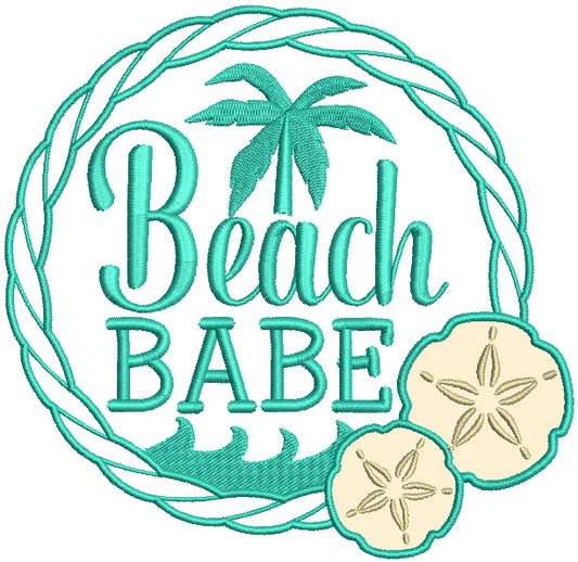 Beach Babe Waves And Palm Tree Summer Applique Machine Embroidery Design Digitized Pattern
