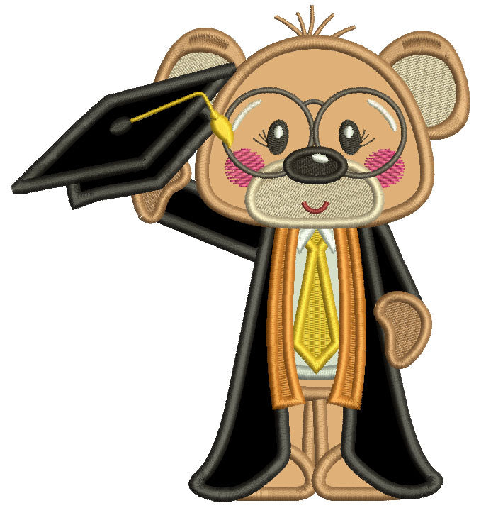 Graduation Memory Bear Pattern Bear Holding Graduation Cap School Applique Machine Embroidery Design ...