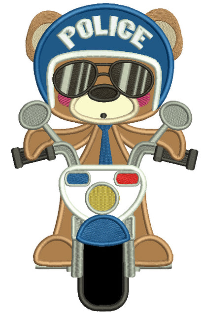 Bear Police Officer Applique Machine Embroidery Digitized Design Pattern