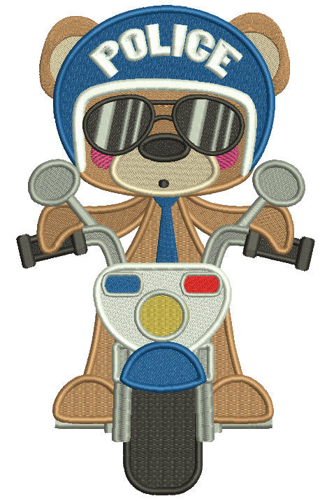 Bear Police Officer Filled Machine Embroidery Digitized Design Pattern