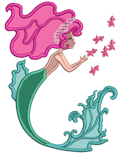 Beautiful Mermaid Applique Machine Embroidery Design Digitized Pattern