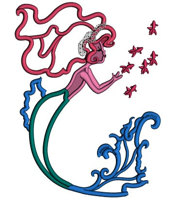 Beautiful Mermaid Applique Machine Embroidery Design Digitized Pattern