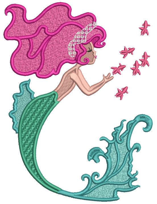 Beautiful Mermaid Filled Machine Embroidery Design Digitized Pattern