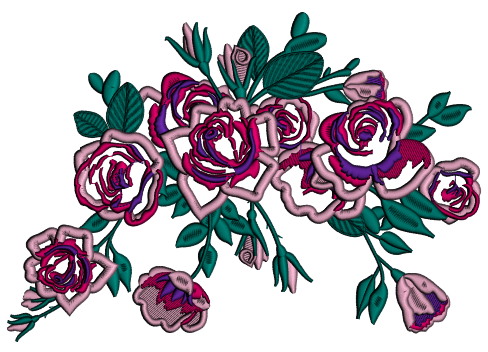 Beautiful Red Roses Applique Machine Embroidery Design Digitized Pattern