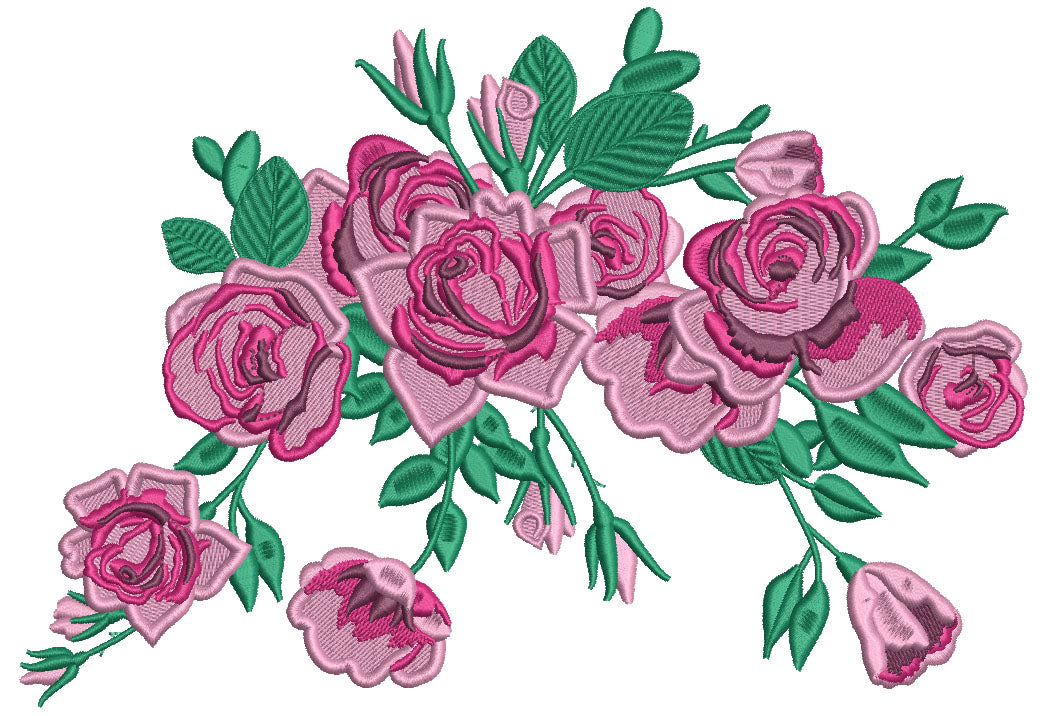 Beautiful Red Roses Filled Machine Embroidery Design Digitized Pattern